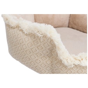 Gros plan : Arbre à chat beige Trixie Boho en jute et polyester, hauteur 97 cm.