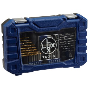 Set di punte e inserti LUX, 66 pezzi, in scatola blu con coperchio trasparente.