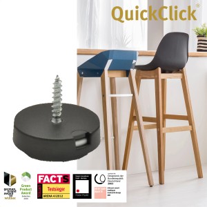 Wagner QuickClick 2en1 Duo, patins pour meubles, lot de 12, Ø 25mm, avec vis. Patins en feutre et plastique pour protection des surfaces.