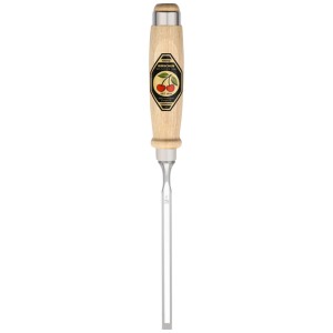 Ciseau à bois Kirschen, 8 mm, forme Ulmer avec manche en hêtre blanc et lame en acier.
