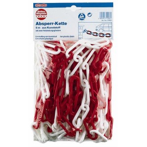 Chaîne de barrage rouge et blanche, 5m, en plastique pour bateau.
