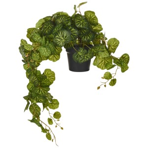 Beliani pianta pensile Strawberry Begonia in vaso, pianta artificiale verde per interni.