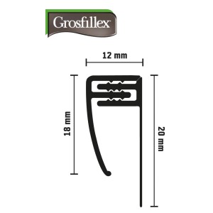 Profilo terminale Grosfillex, grigio fumo, a clip, per pannelli da 5-8 mm, lunghezza 260 cm.