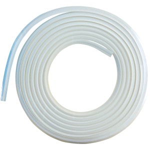 Joint de porte blanc DT 110, enroulé. Accessoire de porte, élastique permanent et polyvalent.