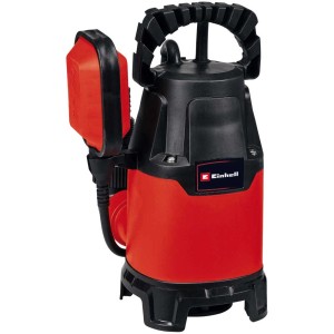 Pompe pour eaux chargées Einhell GC-DP 3325 (330 W) rouge et noire avec poignée et interrupteur à flotteur.