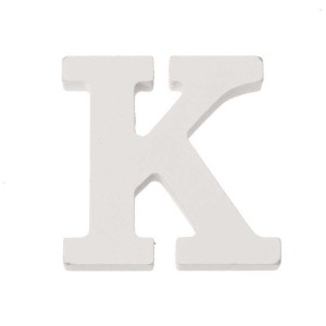 Lettera K bianca in MDF, altezza 5,5 cm, per bricolage e decorazioni.