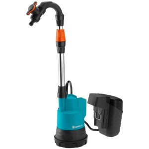 Gardena Pompe de récupération d'eau de pluie sans fil 2000/2 18V P4A Solo pour l'arrosage du jardin avec l'eau de pluie.