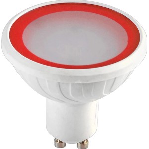 Lampadina LED MR20 GU10 rossa per illuminazione esterna, 4W, dimmerabile.