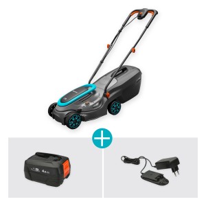 Gardena PowerMax 32/18V set tosaerba a batteria con batteria e caricabatterie.