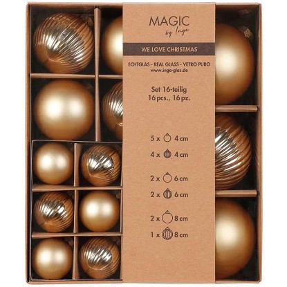 Baumschmuck-Set Glaskugeln Gold Struktur-Mix 16 Stk.
