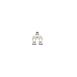 Clip per tubo doppio Ø 12 mm in plastica con filettatura M6 per fissare due tubi.