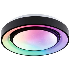 Paulmann Rainbow LED Deckenleuchte, schwarz-weiß, mit Farbwechsel und Regenbogeneffekt.