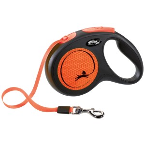 Trixie Flexi New Neon guinzaglio per cani, cintura, 5 m, nero-arancio, per cani fino a 25 kg.