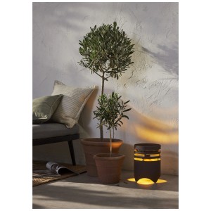 Décoration solaire Star Trading Marron, LED blanc chaud, 25 cm de haut, métal noir pour extérieur.