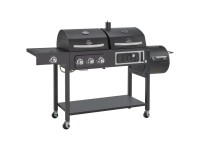 Jamestown Kombigrill Dean Kohle, Gas und Smoker Schwarz mit Seitenkocher