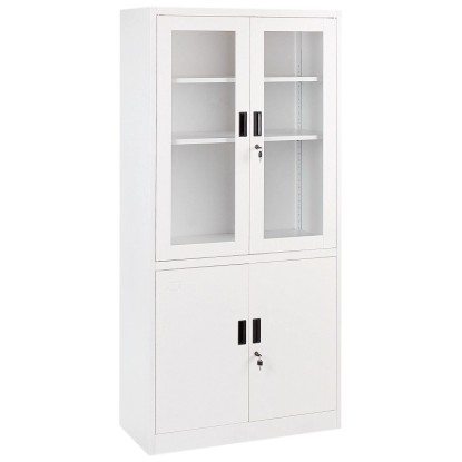 Beliani Vitrine Malachite acier Blanc (HxlxP) 185 x 90 x 40 cm