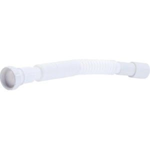 Siphon flexible blanc G 1 1/4 avec 38,9 mm pour lavabos de salle de bain.