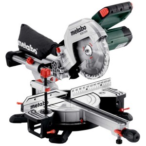 Troncatrice Metabo KGS 216 M, 1200 W, sega da tavolo per tagli precisi.