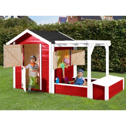 Weka Kinderspielplatz Federico Rot-Weiss mit Sandkasten und Truhe