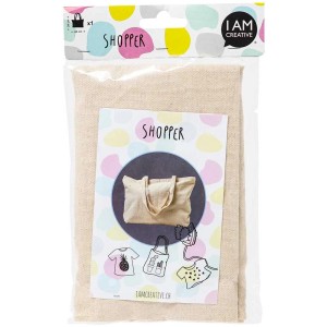I Am Creative Stofftasche aus Baumwolle, ecru, 34x48x10cm, zum individuellen Gestalten.