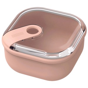 Contenitore per alimenti Rotho Ela Meadow rosa (0,425 l) con coperchio trasparente e chiusura a clic.