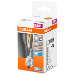 Lampadina LED Osram E27, forma a bulbo, 100W, bianco freddo, 1521 lumen nella confezione.