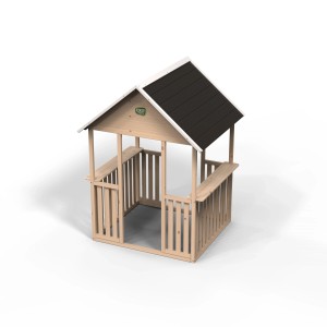 Exit cabane en bois Panorama 100 : Design ouvert, bois certifié FSC®, toit noir.