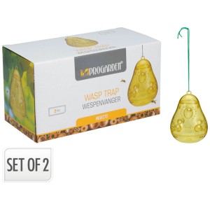Set da 2 trappole per vespe gialle a forma di pera in polistirene con gancio.