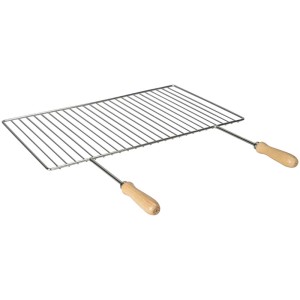 Grille à insérer Nouvel, 62,2 x 38 cm, en acier inoxydable avec poignées en bois pour cheminées de jardin.