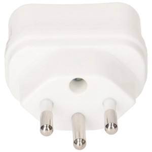 Adaptateur blanc Italie/Type 12, 3 broches pour prises suisses.