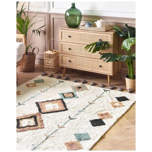Tapis multicolore Eskisehir à motifs géométriques, 140x200 cm.