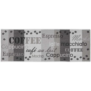 Tapis de couloir Andiamo Arizona anthracite, 50x150cm, motif café. Tapis en polypropylène.