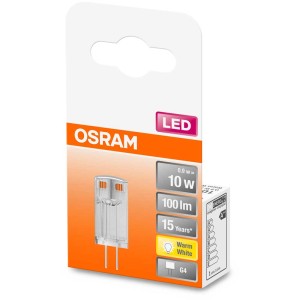 Lampadina LED Osram Pin G4, bianco caldo, 10W, 100lm nella confezione.
