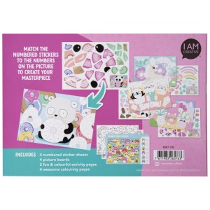 I Am Creative Sticker-by-Numbers Buch Cute A5: Sticker aufkleben und süße Motive gestalten.