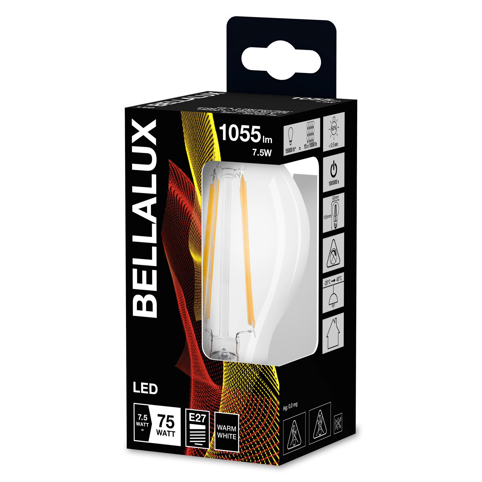 Bellalux Lampadina LED classica a filamento E27 Bianco caldo 75 W / 1'055 lm