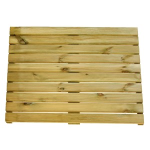 Dalle en bois rainurée, traitée sous pression, 100x100cm, idéale pour l'extérieur.