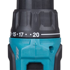 Trapano avvitatore a percussione Makita DHP490ZJ: Anello coppia con 20 livelli e motore brushless.