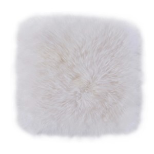 Coussin en peau de mouton blanche, carré, env. 35x35 cm. Coussin douillet en fourrure véritable pour salon.
