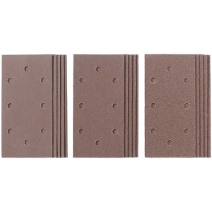 Lot de 15 bandes abrasives KWB Q-Stick, grains variés pour ponceuses à bande.