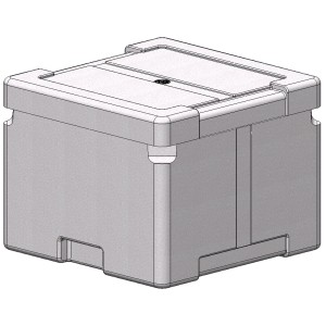 Boîte isotherme EPS blanche (16 l) en polystyrène avec couvercle pour récolte et stockage.