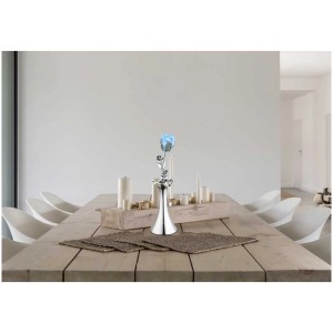 Lampe de table LED Globo chromée en forme de vase avec changement de couleur RGB, hauteur 29 cm.