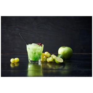 Bicchiere La Rochere Silex con bevanda verde, mela, lime e uva. Set da 6.