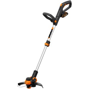Coupe-bordures sans fil Worx WG163E.2 (20 V) noir/orange avec manche télescopique.
