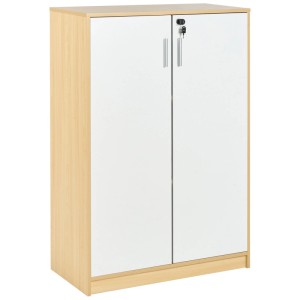 Beliani Armoire de bureau Zehna marron clair/blanc 117 x 80 x 40 cm
