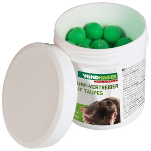 Palline repellenti per talpe Windhager, 50 pezzi in barattolo per il controllo delle talpe in giardino.