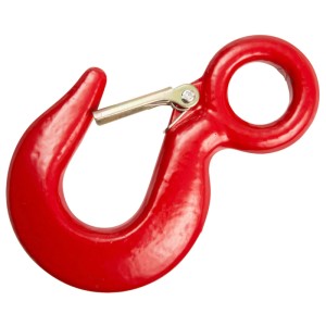 Crochet de levage rouge Conacord en acier, capacité de charge 1000 kg, avec loquet de sécurité.
