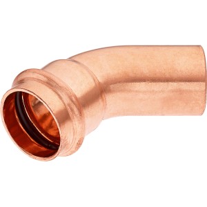 Kupfer Press-Bogen 45 Grad, Durchmesser 28 mm x 18 mm für Sanitär- und Heizungsinstallation.