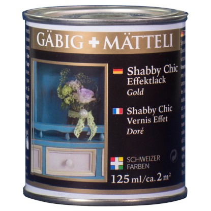 Gäbig+Mätteli Shabby Chic Effektlack glänzend Gold 125 ml