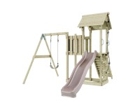 PolarPlay Spielturm Bergen Schaukel Kletterturm Rutsche Altrosa