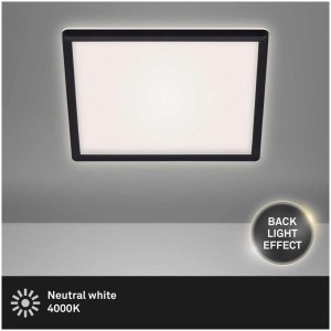 Panneau LED Brilo Panel Slim noir 42x42 cm avec lumière indirecte.